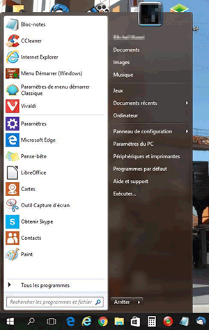 Menu Démarrer